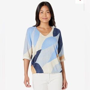 NWT Women's NIC+ZOE Ocean Isle Sweater
V Neck 3/4 Batwing Sleeve (XS)